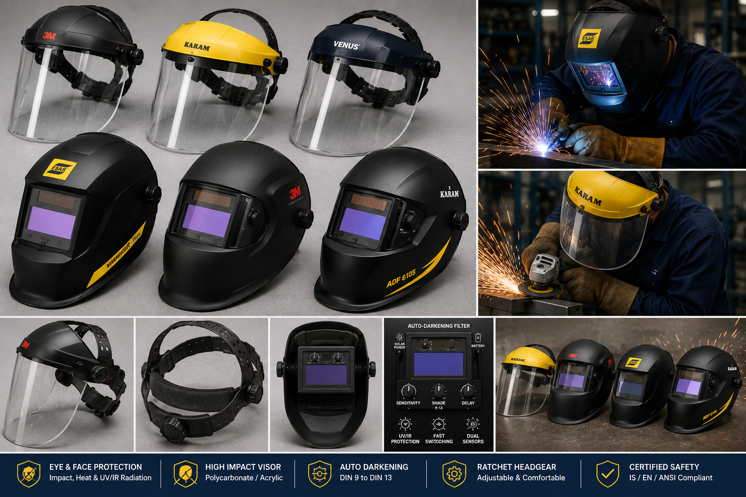 Industrial Face Shields & Auto-Darkening Welding Helmets
