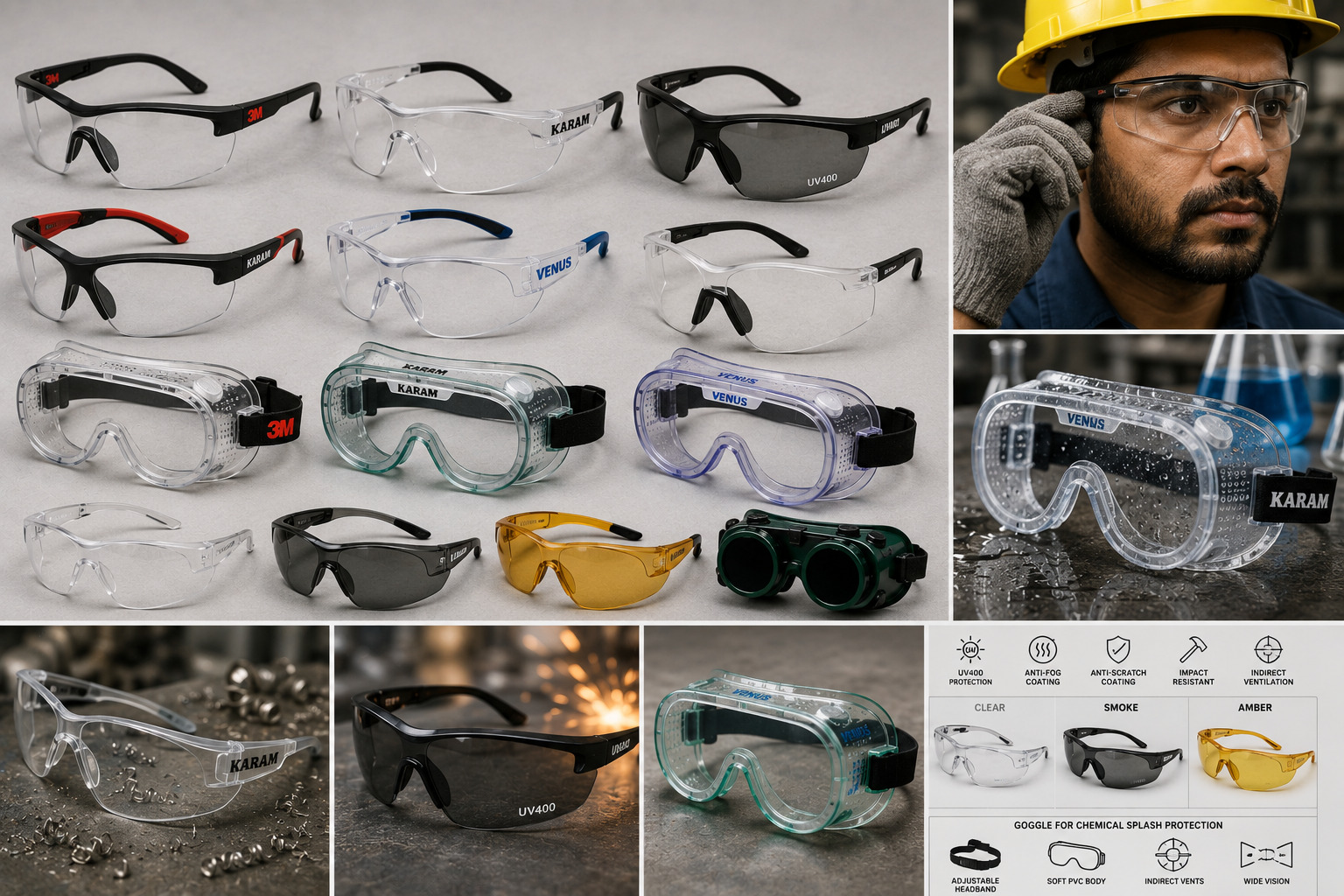 Industrial Safety Glasses & Protective Goggles